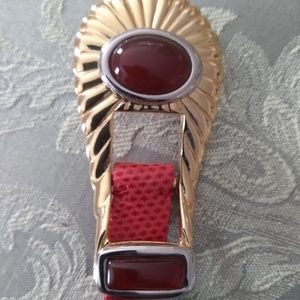 Vintage Red Leather Statement Belt by Judith Leiber | Size OS